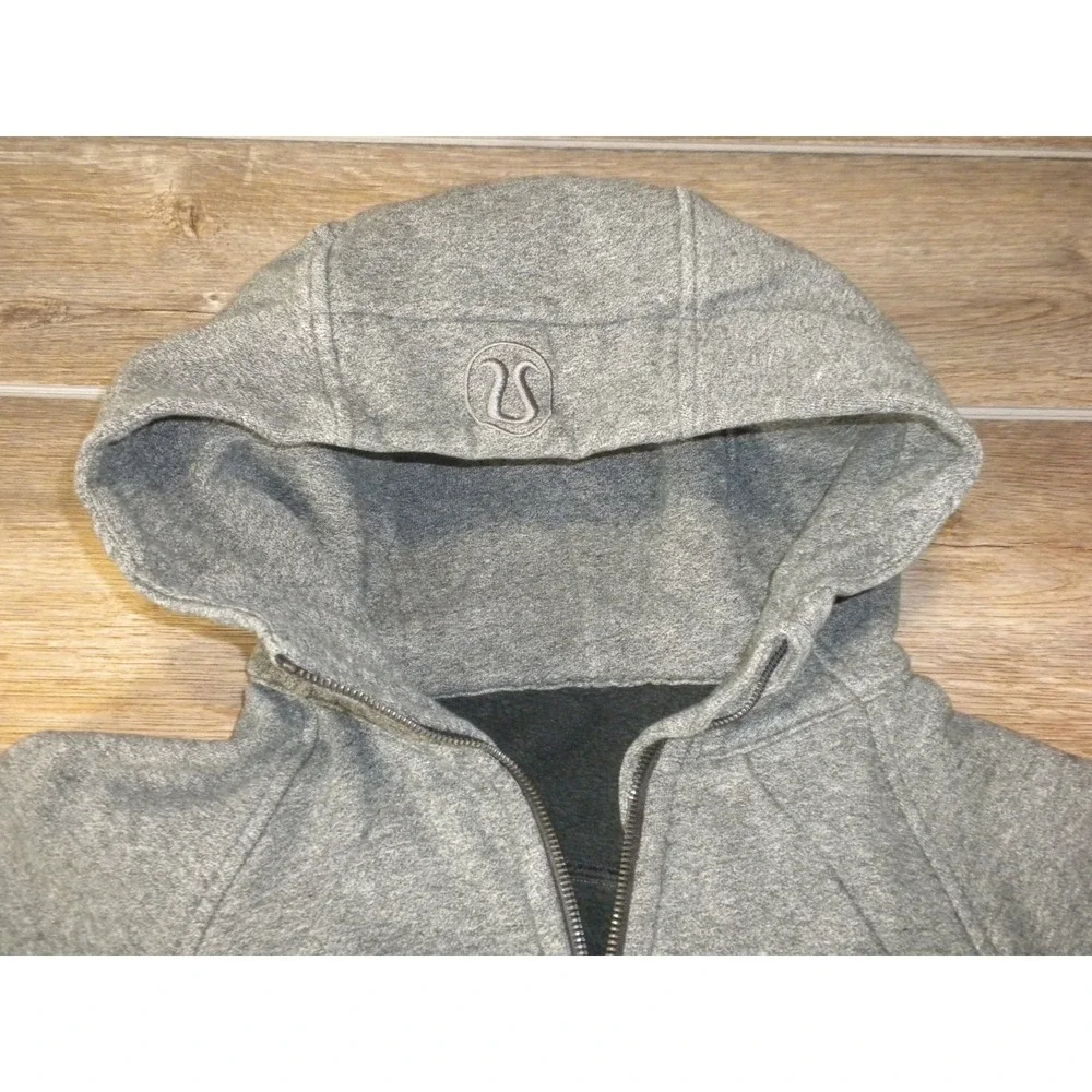Lululemon Scuba Full Zip Hoodie 8 M Gray Fleece Thumbholes Logo Hood LW4AWNS